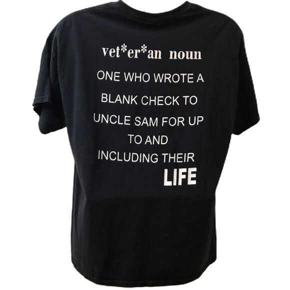 Veteran Eagle Men's Unisex Black Double Sided Graphic T-Shirt XL Gildan - Picture 3 of 8